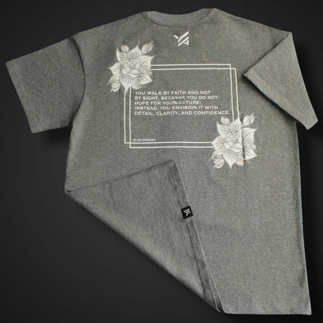 Grey/Walk By Faith Premium T-Shirt